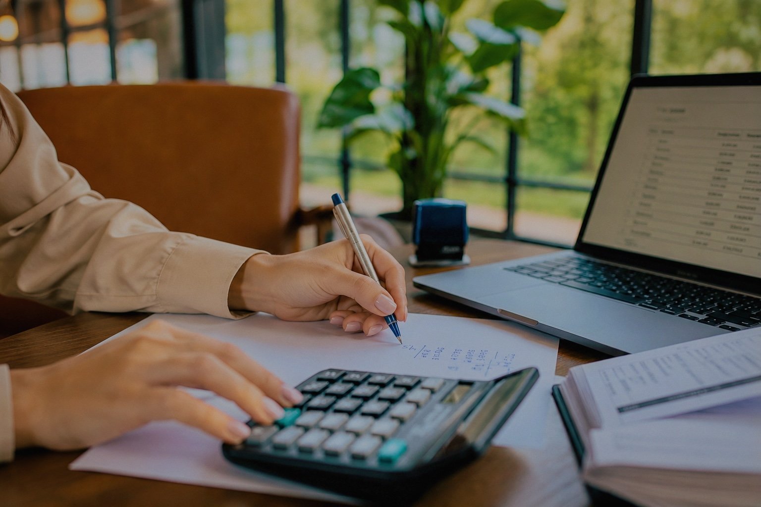 Reviewing hotel financial reports and cash-flow figures.