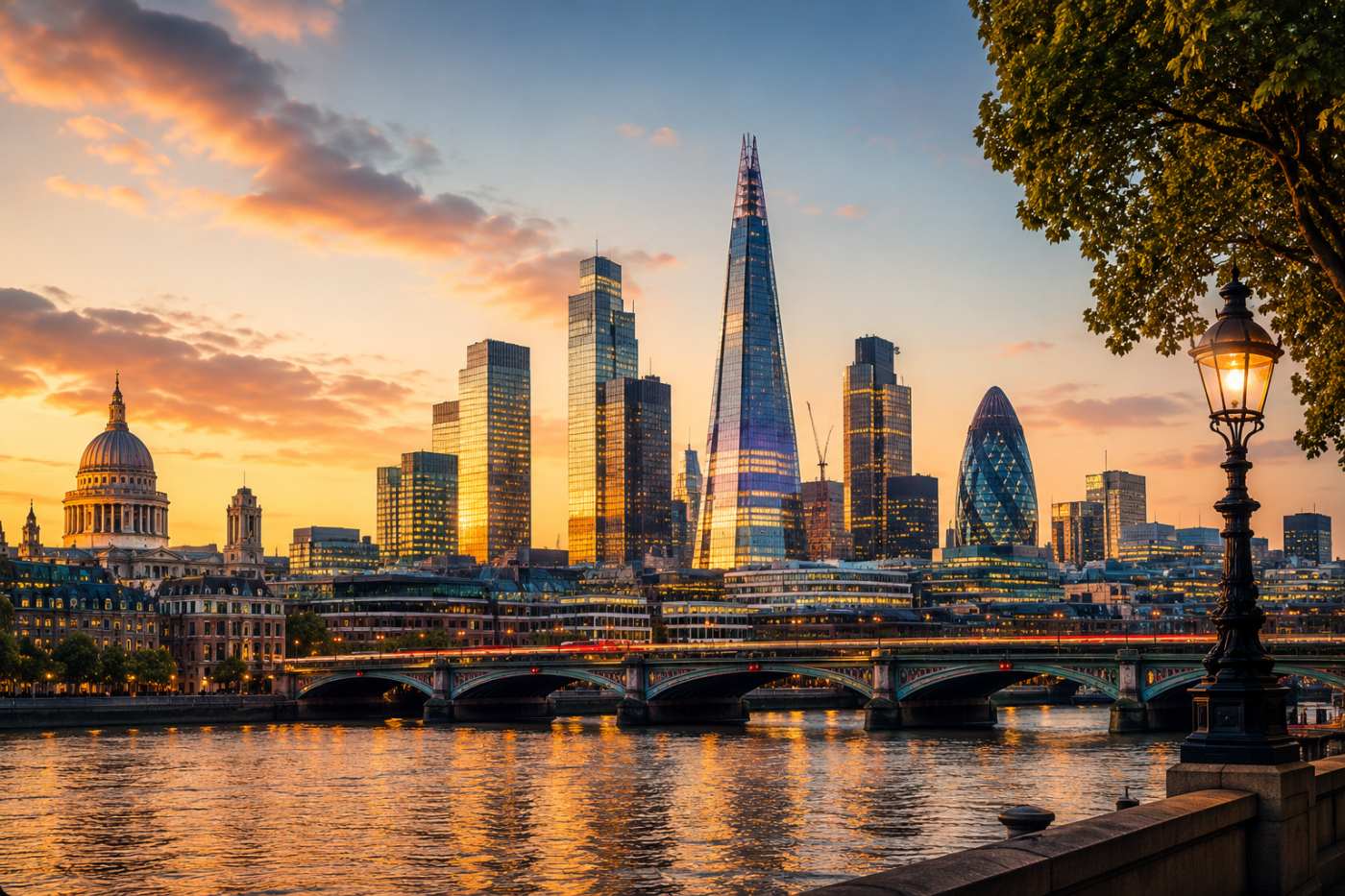 London skyline at dusk